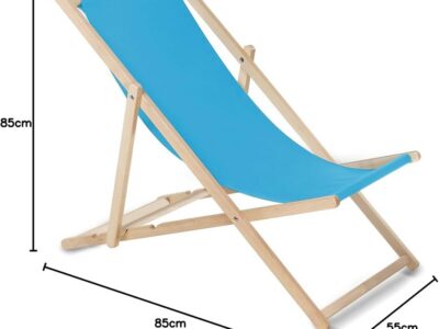 Stolik coolie w strefie wypoczynku z niebieskim leżakiem, mebel eventowy na piknik – wynajem